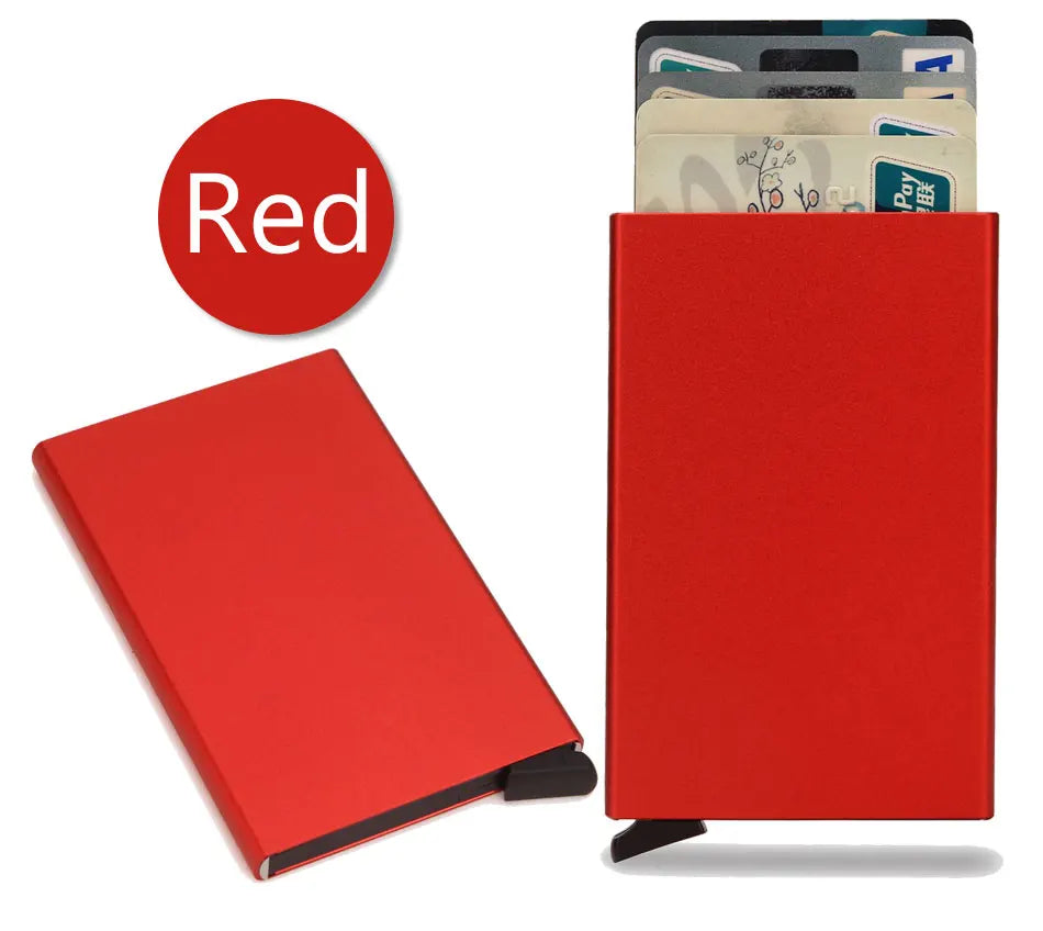 RFID Blocking Slim Metal Wallet - Minimalist Card Holder for Men & Women