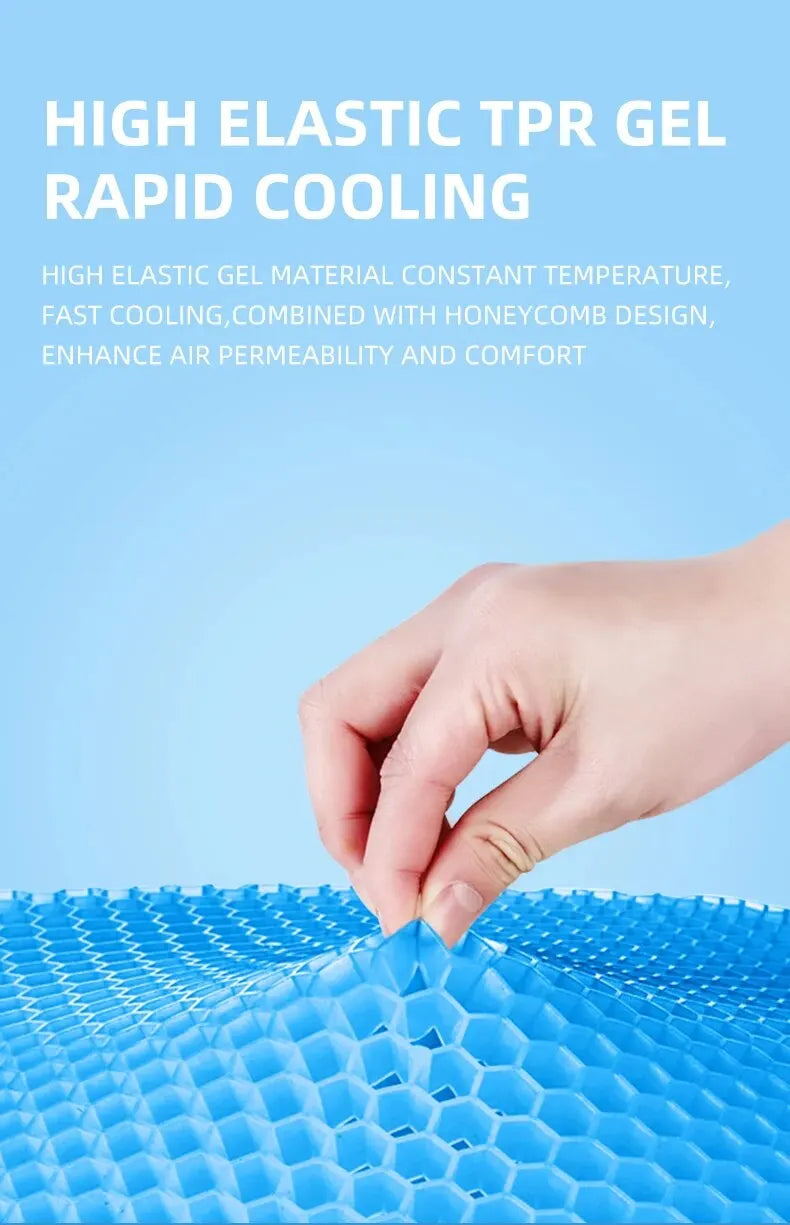 Gel Seat Cushion - Breathable Honeycomb Design for Pain Relief & All-Day Comfort