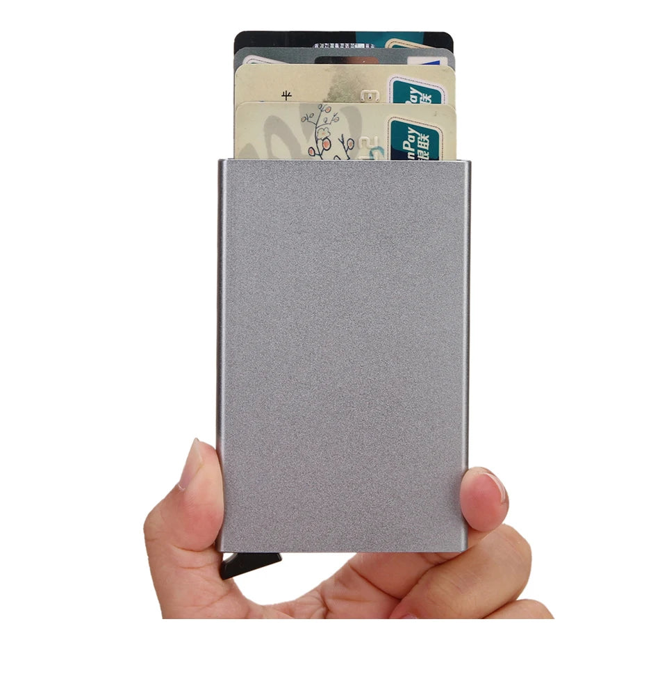 RFID Blocking Slim Metal Wallet - Minimalist Card Holder for Men & Women