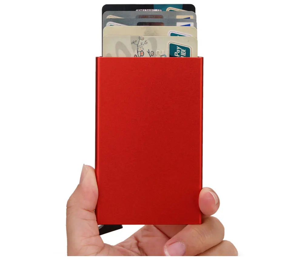 RFID Blocking Slim Metal Wallet - Minimalist Card Holder for Men & Women