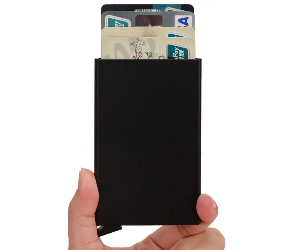 RFID Blocking Slim Metal Wallet - Minimalist Card Holder for Men & Women