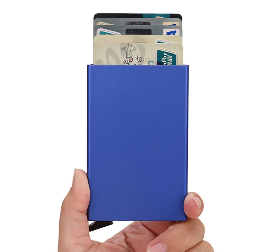 RFID Blocking Slim Metal Wallet - Minimalist Card Holder for Men & Women