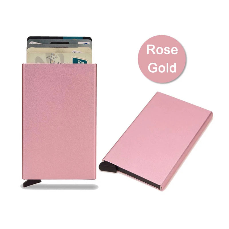 RFID Blocking Slim Metal Wallet - Minimalist Card Holder for Men & Women
