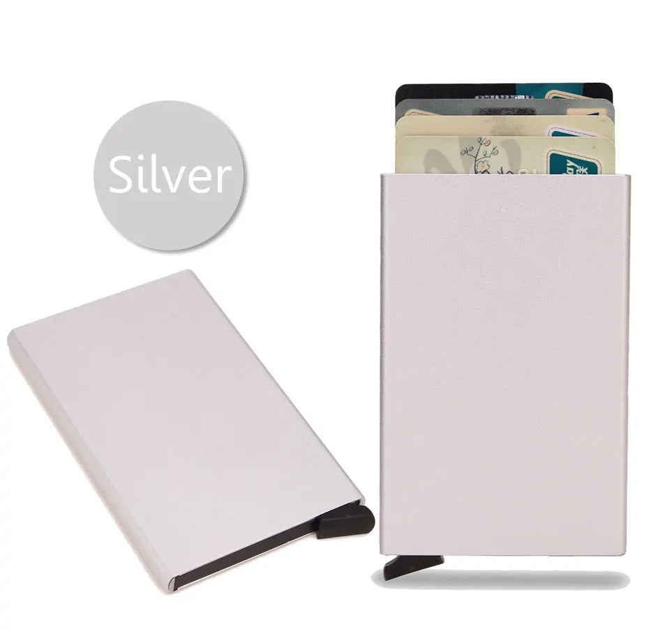 RFID Blocking Slim Metal Wallet - Minimalist Card Holder for Men & Women