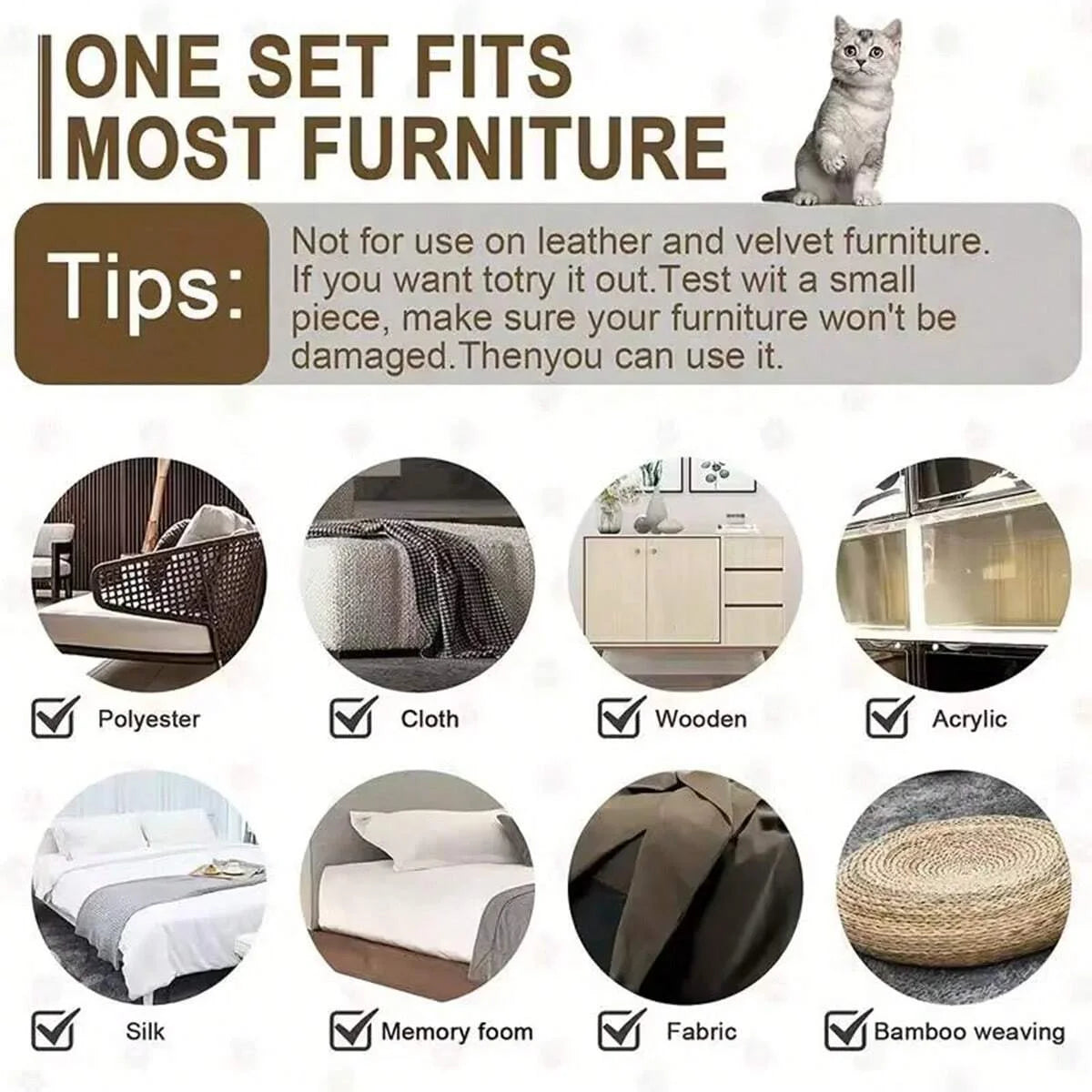 Self-Adhesive Cat Scratch Protector – Trimmable Furniture Guard for Sofas & Chairs