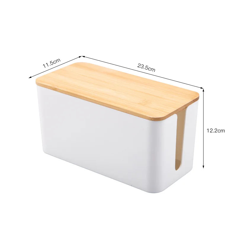 Wooden Cable Management Box – Dustproof Organizer for Chargers & Power Strips