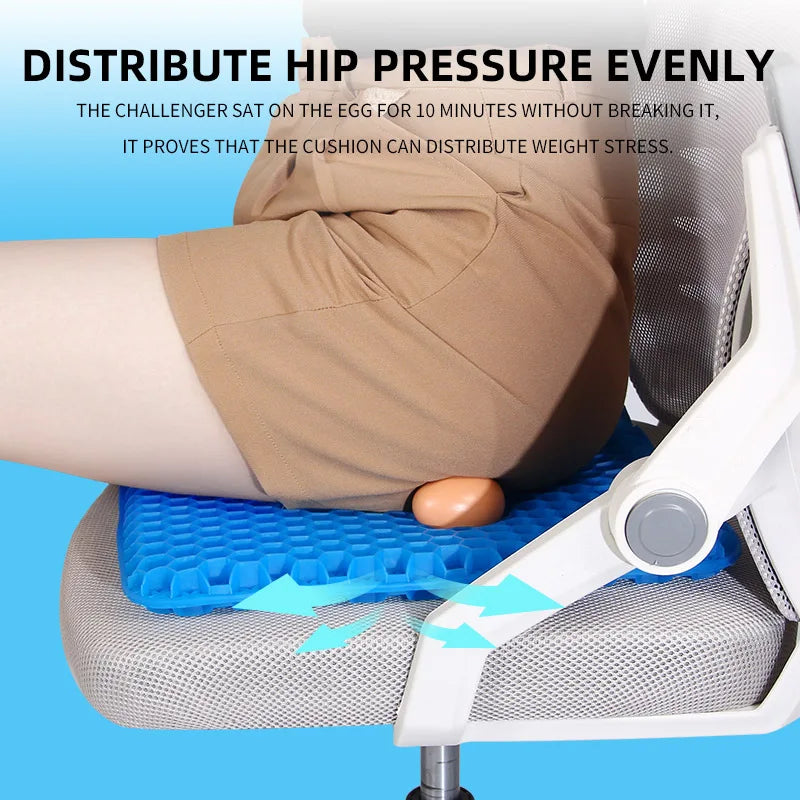 Gel Seat Cushion - Breathable Honeycomb Design for Pain Relief & All-Day Comfort